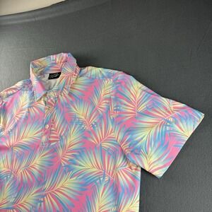 Sunday Swagger Shirt Men's L Pink Polo Floral Tropical Performance Stretch Golf